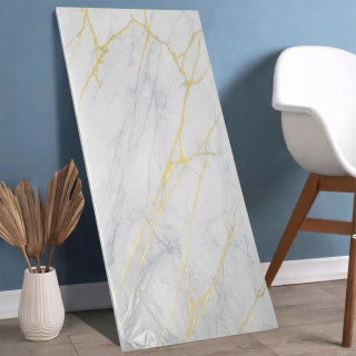 Panele samolepicí bílá a zlaté mramorová pěnová tapeta nástěnné 30x60cm 10 ks
